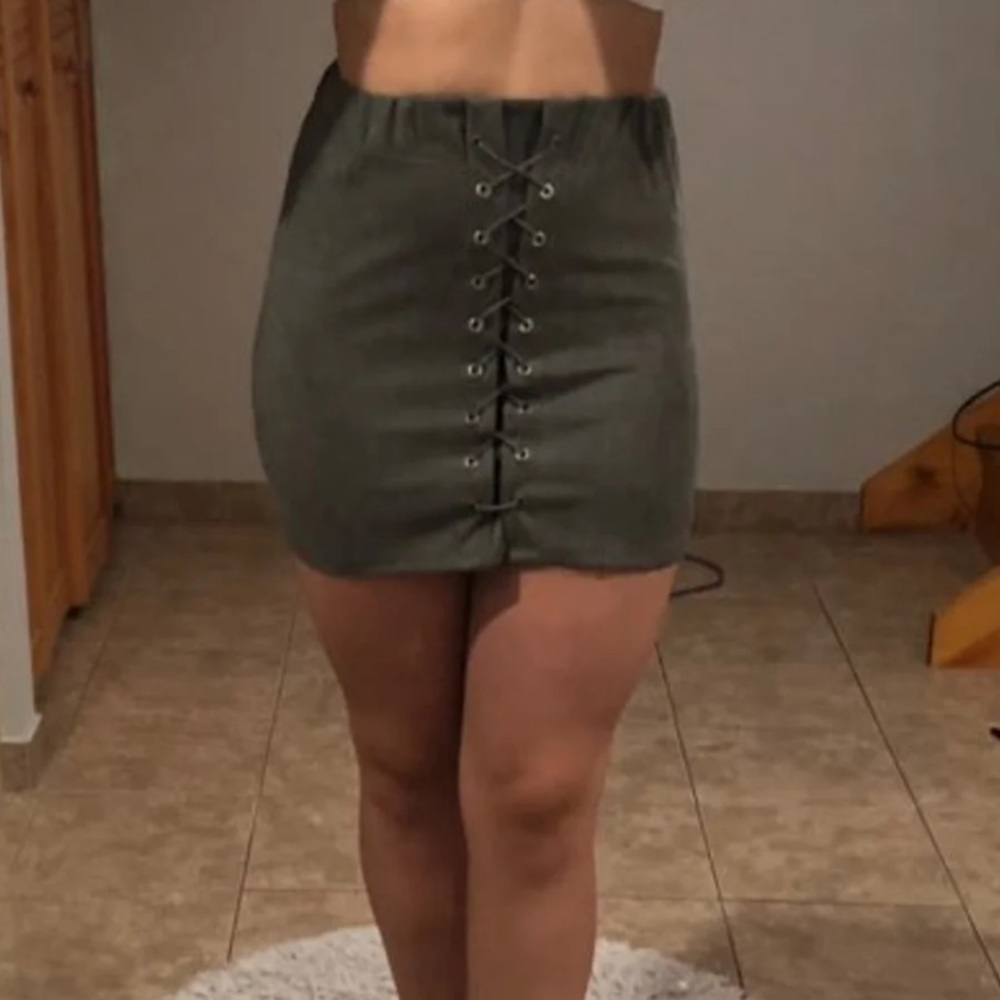 Suede Olive Mini Skirt